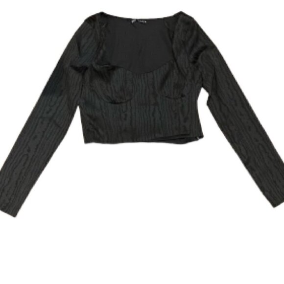 NWT Zara Satin Effect Crop Top long sleeves Size L - Picture 4 of 12